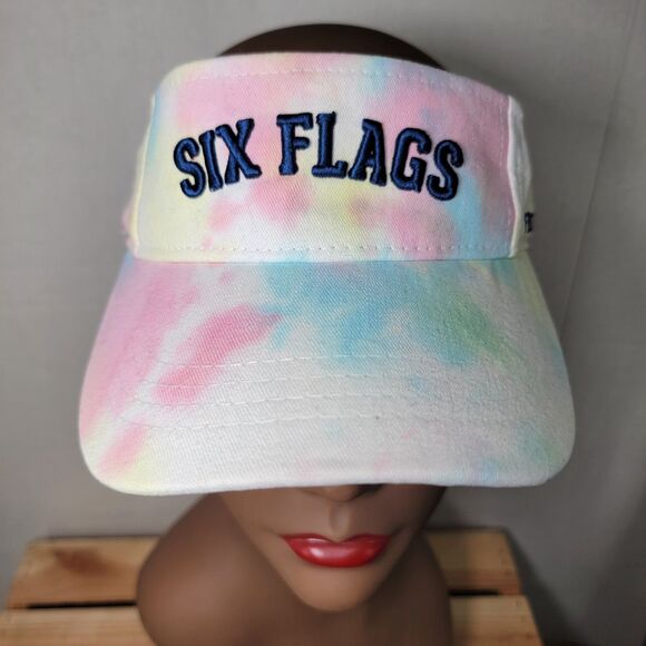 Six Flags Fiesta Texas Pastel Tie Dye Adjustable Visor - Picture 1 of 8